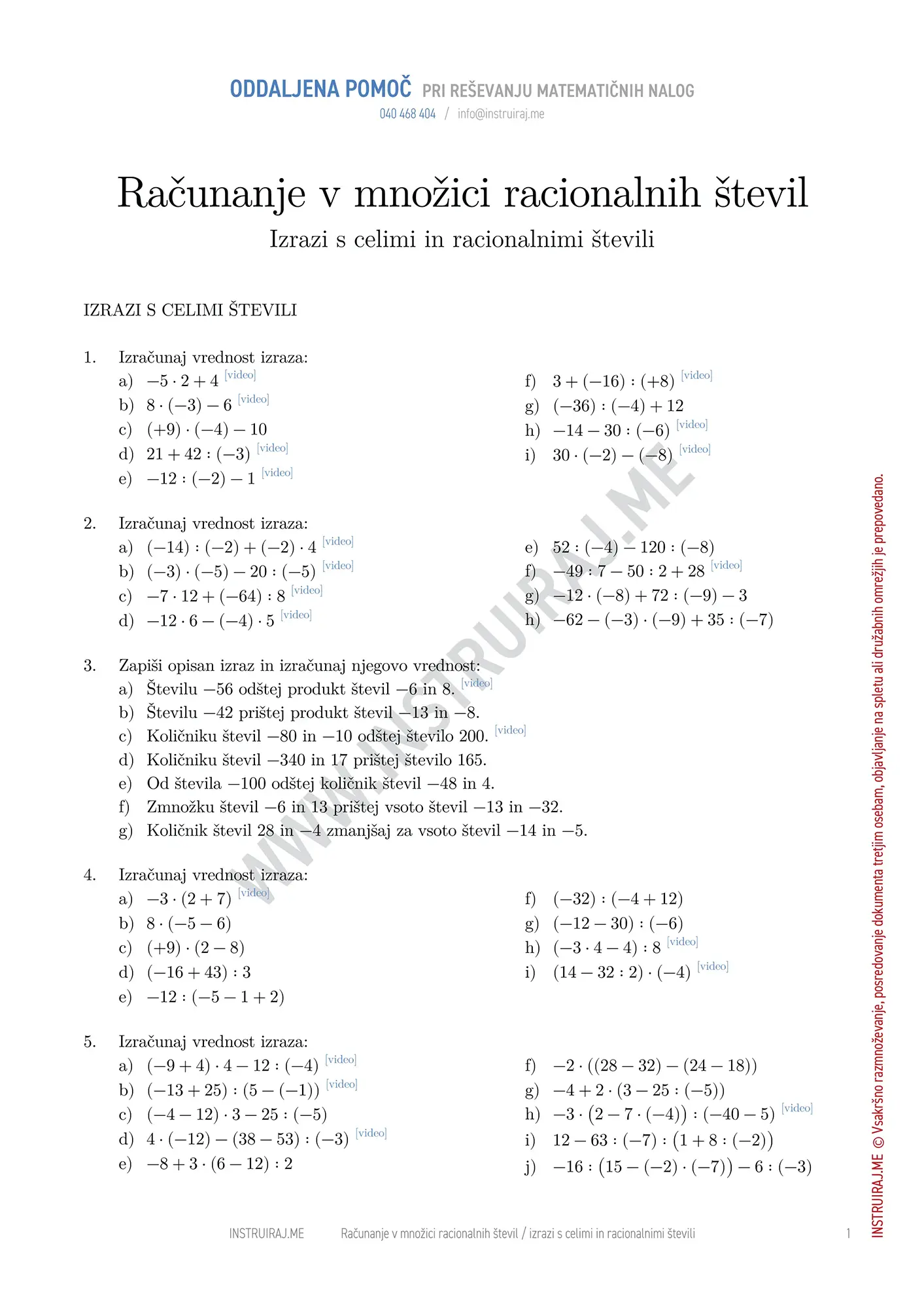Izrazi s celimi in racionalnimi števili